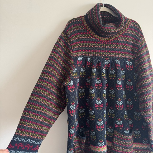 April Cornell | Vintage Cottage-Core Fair Isle Heavy Knit Turtleneck Sweater 2X - Picture 4 of 8